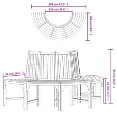 Greatstore tömör eukaliptuszfa félkör alakú fapad Ø208 cm