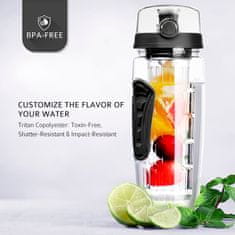 Netscroll Vízpalack gyümölcs-, fűszer- vagy tea infúziós betéttel (1000 ml), víz- és gyümölcsös palack, 1L vízpalack, ideális ízesített vízpalack, FruitBottle