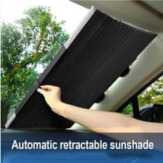 JOIRIDE® Autó szélvédő árnyékoló, autós árnyékoló szélvédőre, autós napellenző 150x60 cm-es, alumínium ötvözetű rolós árnyékoló | GLADESHADE