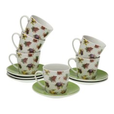 NEW Versa Eper porcelán csésze és csészealj készlet (6 db) (9 x 14 x 14 cm)