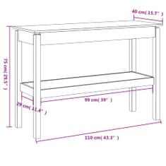 Vidaxl szürke tömör fenyőfa tálalóasztal 110 x 40 x 75 cm 814301