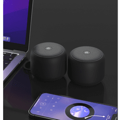 Bluetooth hordozható hangszóró, 5W, v5.0, Kihangosított hívás támogatás, felakasztható, vízálló, Devia Kintone Lanyard Mini, szürke