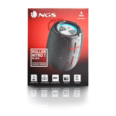 NGS Roller Nitro 1 Bluetooth Hangszóró IPX5 védelemmel, 10W - BT / USB / TF / AUX IN - TWS, Fekete (127013)