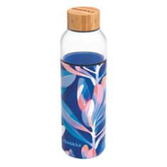 QUOKKA Flow, üvegpalack szilikon felülettel MIDNIGHT LEAVES, 660ml, 40012