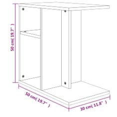 Vidaxl betonszürke szerelt fa kisasztal 50 x 30 x 50 cm 803024