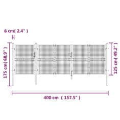 Vidaxl ezüst horganyzott acél hálós kertkapu 400 x 175 cm 154555