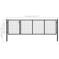 Vidaxl antracitszürke acél kertkapu 350 x 100 cm 144323