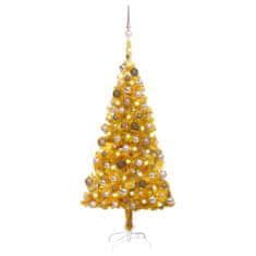 Vidaxl aranyszínű PET megvilágított műkarácsonyfa gömb szettel 120 cm 3077603