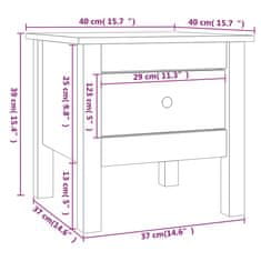 Vidaxl fekete tömör fenyőfa kisasztal 40 x 40 x 39 cm 813792