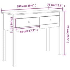 Vidaxl mézbarna tömör fenyőfa tálalóasztal 100 x 35 x 75 cm 814617