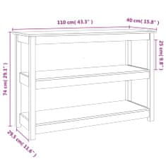 Vidaxl mézbarna tömör fenyőfa tálalóasztal 110 x 40 x 74 cm 821667