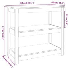 Vidaxl fekete tömör fenyőfa tálalóasztal 80x40x74 cm 821673