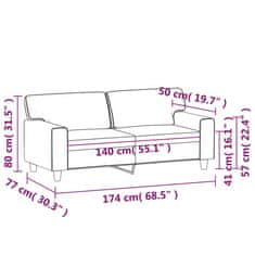 Vidaxl 2 személyes szürke műbőr kanapé 140 cm 359419