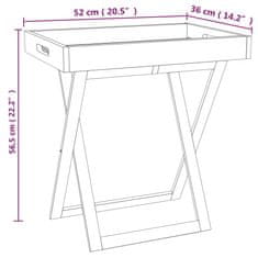 Vidaxl tömör diófa összecsukható tálcás asztal 52 x 36 x 56,5 cm 350349