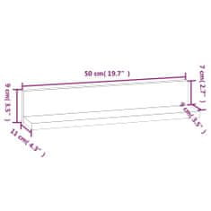 Vidaxl 2 db mézbarna tömör fenyőfa falipolc 50 x 11 x 9 cm 823602