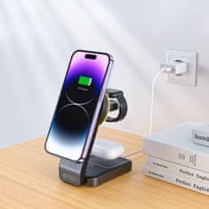 Tech-protect A28 MagSafe vezeték nélküli töltő mobil / Apple Watch / Airpods, fekete