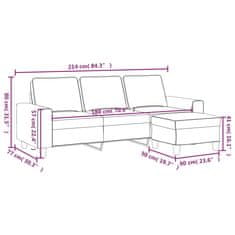 Vidaxl 3 személyes tópszínű szövet kanapé lábtartóval 180 cm 3201158