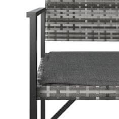 Greatstore 2-személyes szürke polyrattan kerti pad párnával