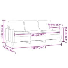 Vidaxl 3 személyes világossárga szövet kanapé 180 cm 359176