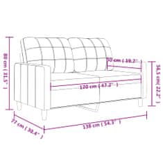 Vidaxl 2 személyes világossárga szövet kanapé 120 cm 359088