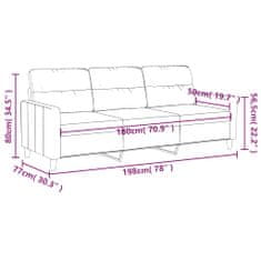 Vidaxl 3 személyes világossárga szövet kanapé 180 cm 359248