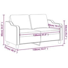 Vidaxl 2 személyes világossárga szövet kanapé 120 cm 359356