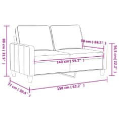 Vidaxl kétszemélyes bordó bársony kanapé 140 cm 359203