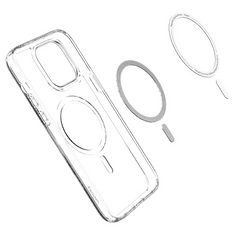 Spigen Apple iPhone 14 Pro Max, Műanyag hátlap védőtok + szilikon keret, Magsafe töltővel kompatibilis, karbon minta, Ultra Hybrid Mag, átlátszó/mintás (RS128830)