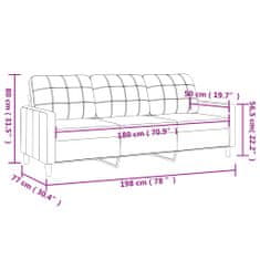 Greatstore 3 személyes sötétszürke szövet kanapé 180 cm