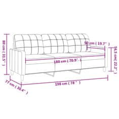 Greatstore 3 személyes világossárga szövet kanapé 180 cm