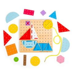 Bigjigs Toys Fából készült csipkés játék Geometriai formák