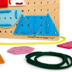 Bigjigs Toys Fából készült csipkés játék Geometriai formák