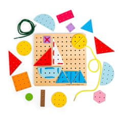 Bigjigs Toys Fából készült csipkés játék Geometriai formák