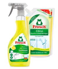 Frosch Fürdőszoba és zuhanyzó tisztítószer citrommal (ECO, 500ml) + tartalék patron (950 ml)