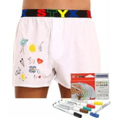 Styx Férfi klasszikus boxeralsó sport gumi fehér + textil markerek (BF1061) - méret M