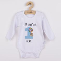 NEW BABY Új baba nyomtatott bodysuit 1 éves vagyok kék - 80 (9-12m)