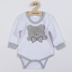 NEW BABY Luxus Honey Bear hosszú ujjú bébi bodysuit 3D applikációval - 80 (9-12m)