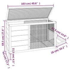 Greatstore piros tömör fenyőfa nyúlketrec 103 x 44 x 69,5 cm