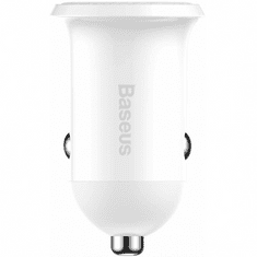 BASEUS Autós töltő, Szivargyújtós töltő, 24W, 2 x USB aljzat, gyorstöltés, LED kijelzővel, Grain Pro CCALLP-02, fehér (RS110205)