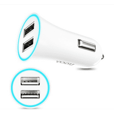 Hoco UC204 autós töltő 2 USB aljzat (5V / 2400mA, gyorstöltés támogatás, LED jelző) FEHÉR (UC204_W) (UC204_W)