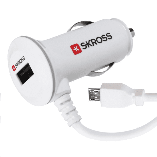 Skross USB + Micro USB autós töltő fehér (SKR-CARUSBMICRO) (SKR-CARUSBMICRO)