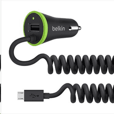 Belkin 3.4A / 17 Watt autós töltő USB port + integrált micro-USB kábel (F8M890bt04-BLK) (F8M890bt04-BLK)