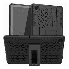 gigapack Defender műanyag telefonvédő (közepesen ütésálló, szilikon belső, kitámasztó, autógumi minta) FEKETE [Samsung Galaxy Tab A7 10.4 (2020) LTE SM-T505] (5996591011080)