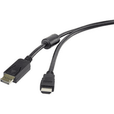 Renkforce DisplayPort/HDMI kábel, 1x DisplayPort dugó - 1x HDMI dugó, 1 m, fekete, (RF-3301522)