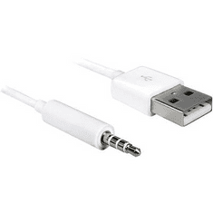 DELOCK Apple iPod Shuffle töltőkábel, adatkábel, 1x USB 2.0 dugó A - 1x 3.5 mm-es Jack dugó, 1m, fehér, 83182 (83182)