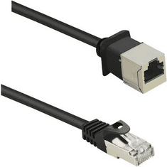 Renkforce RJ45 Hálózat Hosszabbítókábel CAT 5e F/UTP 0.50 m Fekete Védővel, Aranyozatt érintkező (RF-4394124)