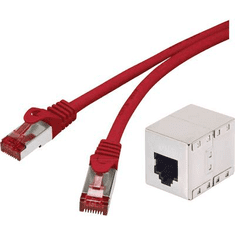 Renkforce RJ45 Hálózat Hosszabbítókábel CAT 6 S/FTP 25.00 cm Piros Védővel, Aranyozatt érintkező (RF-3828966)