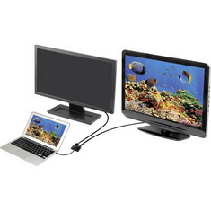 Renkforce DisplayPort - VGA, HDMI átalakító adapter, 1x mini DisplayPort dugó - 1x VGA aljzat, 1x HDMI aljzat, fekete, (RF-4210674)