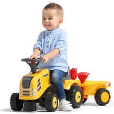 Falk Traktor Baby Komatsu sárga Komatsu pótkocsival + tartozékok 1 éves kortól