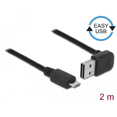 DELOCK EASY-USB 2.0-s A típusú csatlakozó, ívelt felfelé / lefelé > USB 2.0-s Micro-B-típusú kábel (83536) (delock-83536)